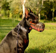 Doberman Dog Training Muzzle K9 "Flame" Handpainted