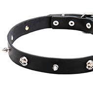 Leather Collar with Skulls and Spikes "Pirate Style"