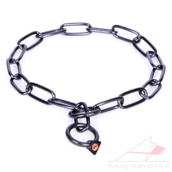 Herm Sprenger Black Stainless Steel Dog Collar 4 mm Fur Saver