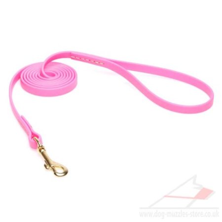 Strong 0.5 In Thin Pink Dog Leash Soft Handle in Biothane