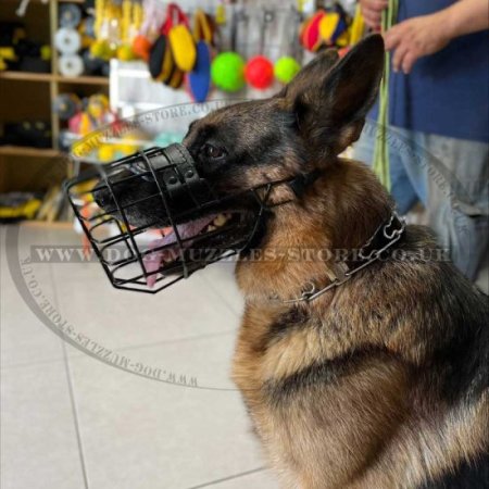 German Shepherd Black Muzzle for Dogs Rubber Covered Wire Basket