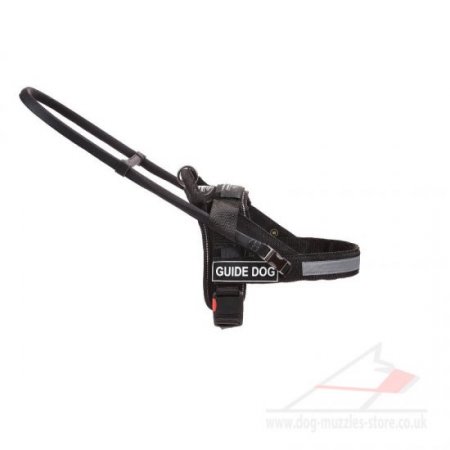 Black Nylon Guide Dog Harness with Handle for Assistance Dogs
