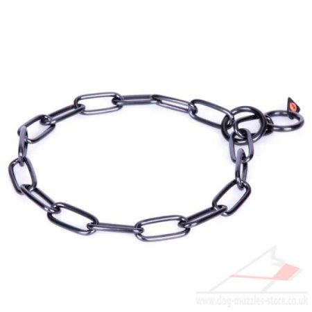 Herm Sprenger Black Stainless Steel Dog Collar 4 mm Fur Saver