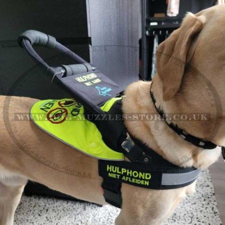 Black Nylon Guide Dog Harness with Handle for Assistance Dogs