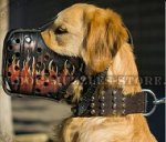 Leather Golden Retriever Muzzle with Handmade Painting