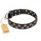 Great Black Dog Collar with Studs FDT Artisan 'Romantic Breeze'