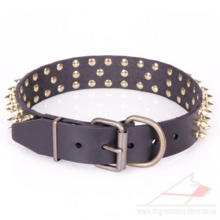 "Spiked Holiday Collar" Soft Leather Spiked Collar 4 mm Width
