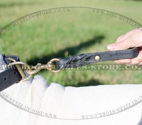 Bulldog Leash Pull Tab | Braided Leather Short Dog Leash