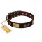 FDT Artisan Soft Brown Leather Dog Collar "Bow-Wow Effect"