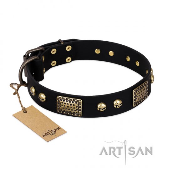 Fashionable Black Dog Collar FDT Artisan 'Biker Style' - Click Image to Close