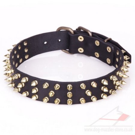 "Spiked Holiday Collar" Soft Leather Spiked Collar 4 mm Width