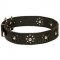 Flowery Design Leather Dog Collars for Strong Dogs