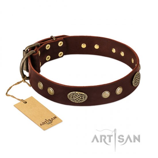 Perfect Leather Dog Collar 'Old-fashioned Glamor'