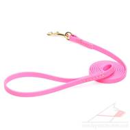 Strong 0.5 In Thin Pink Dog Leash Soft Handle in Biothane