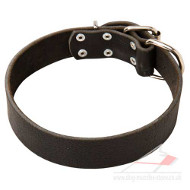 Large Dog Leather Collar of Classic Design 1.6 In Wide