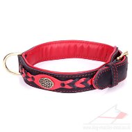 "Heavy Fire" Soft Red Leather Padded Dog Collar