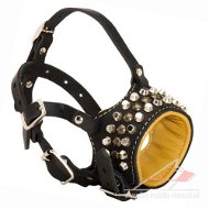 New Design Spiked Soft Leather Dog Muzzle