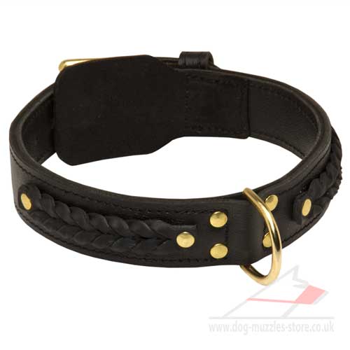 Wide dog collar with braided design