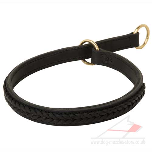 Braided Leather Dog Collar Choker