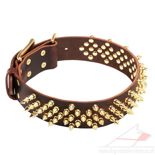 Brown Leather Dog Collars for Large Dogs