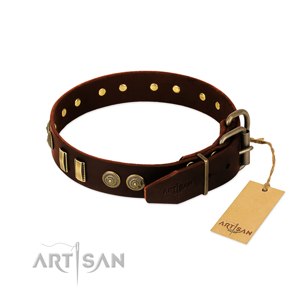   Buckle Soft Brown Leather Dog Collar