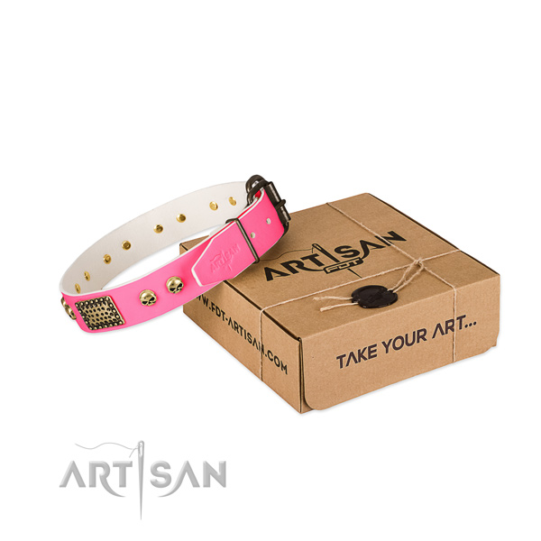 Fancy Pink Dog Collar with Decorations 'Vintage and Glamour' Fancy Pink Dog Collar with Decorations 'Vintage and Glamour'