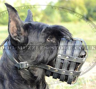 Leather Basket Dog Muzzle for Giant Schnauzer Leather Basket Dog Muzzle for Giant Schnauzer