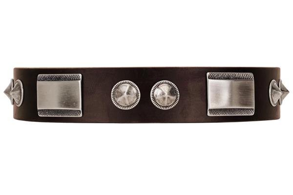 Studded Dark Brown Leather Dog Collar FDT Artisan
