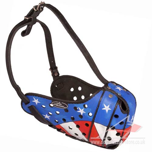 Pro Leather Dog Muzzle Original Hand-Painted for K9 Dogs - Click Image to Close