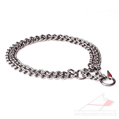New Stainless Steel Dog Collar "Double Chain" 3/4 inch (20 mm) - Click Image to Close