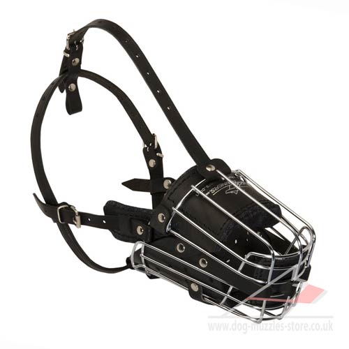 Leather Padded Dog Muzzle Long Nose Safe Attack K9 - Click Image to Close
