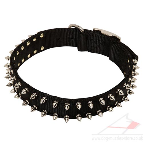 Spiked Dog Collar with Buckle | Nylon Dog Collar Spiked Design - Click Image to Close