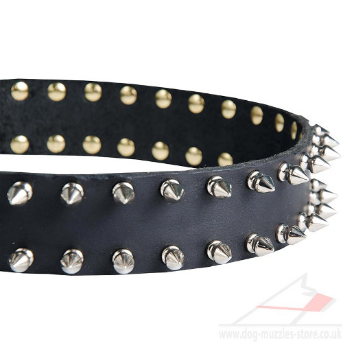 Spiked Leather Dog Collar Luxury Style - Click Image to Close