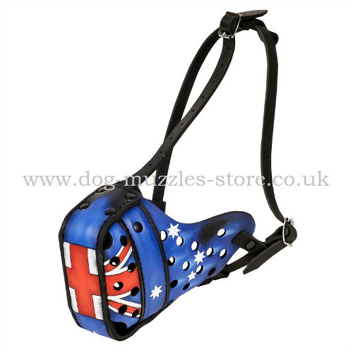 Max. Protection Dog Muzzle Painted with Australian Flag - Click Image to Close