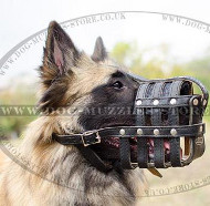 Leather Net Dog Muzzle for Belgian Shepherd Tervuren Leather Net Dog Muzzle for Belgian Shepherd Tervuren