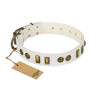 Midsummer Snow FDT Artisan White Leather Studded Dog Collar Midsummer Snow FDT Artisan White Leather Studded Dog Collar