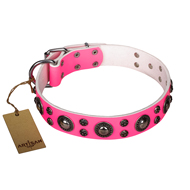 Bright Pink Leather Dog Collar FDT Artisan "Rich Berry" Bright Pink Leather Dog Collar FDT Artisan "Rich Berry"