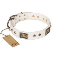 Best Leather Dog Collar FDT Artisan 'Snow-covered Gold' Best Leather Dog Collar FDT Artisan 'Snow-covered Gold'