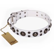 White Leather Dog Collar FDT Artisan 'White Jewel' White Leather Dog Collar FDT Artisan 'White Jewel'